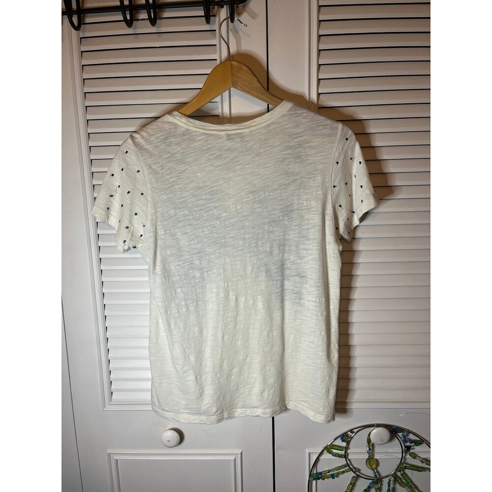 Lucky Brand Women's White T-shirt with Black Floral Print - Picture 5 of 6